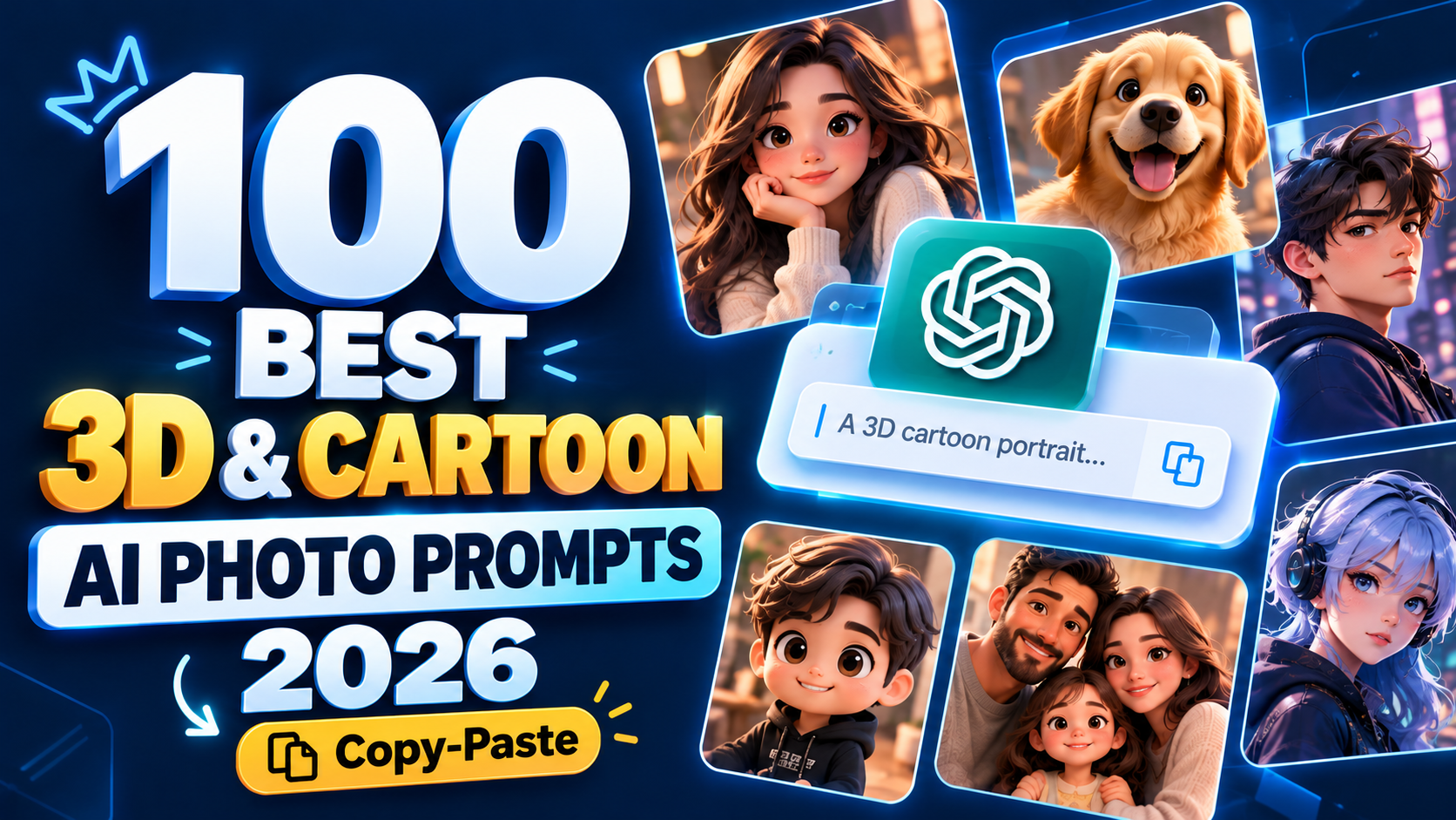 100 Best 3D and Cartoon AI Photo Prompts 2026 (Copy-Paste)